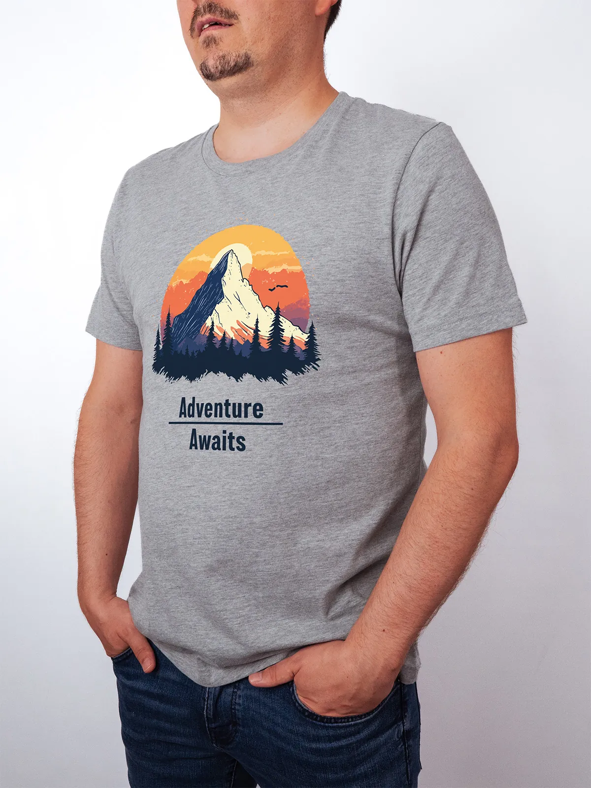 Abenteuer Wartet T-Shirt Athletic Heather - Fruehling mit ShiftOutfit