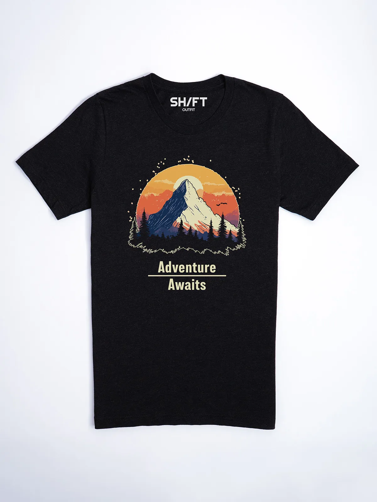 Abenteuer Wartet T-Shirt Black Heather - Fruehling mit ShiftOutfit