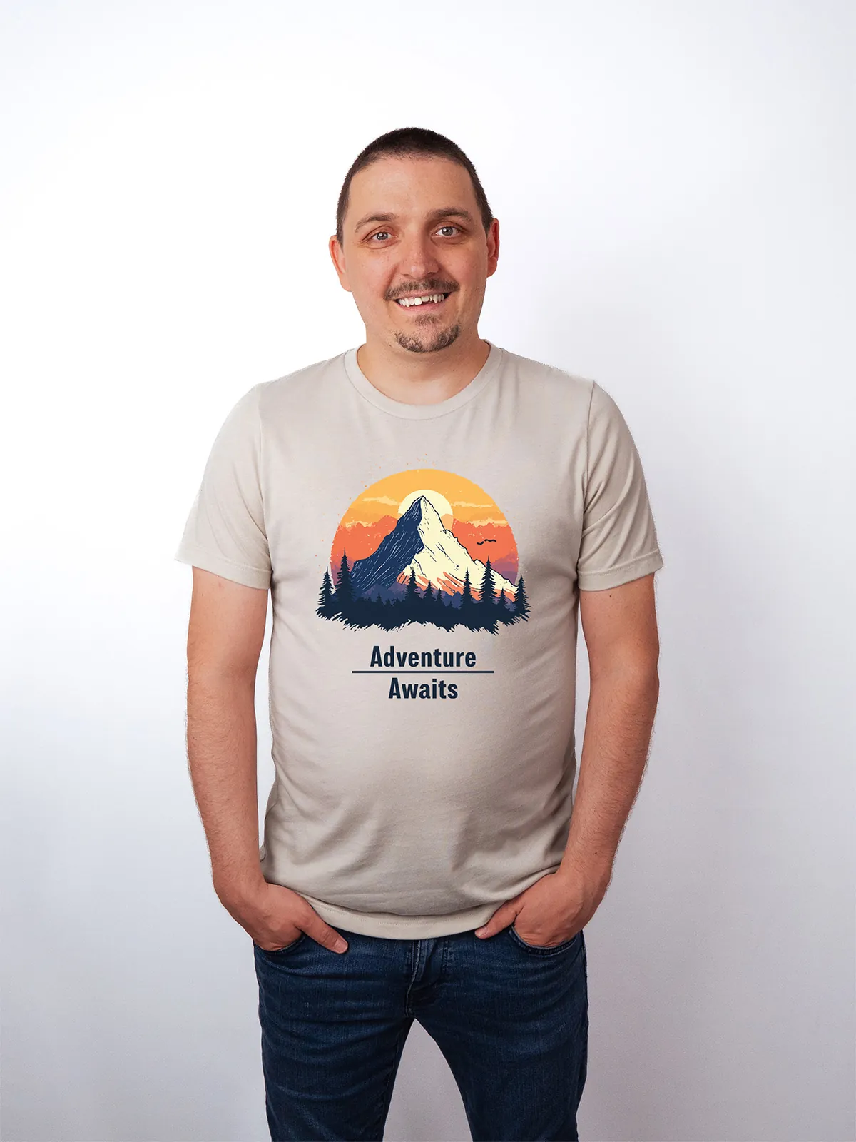 Abenteuer Wartet T-Shirt Heather Dust - Fruehling mit ShiftOutfit