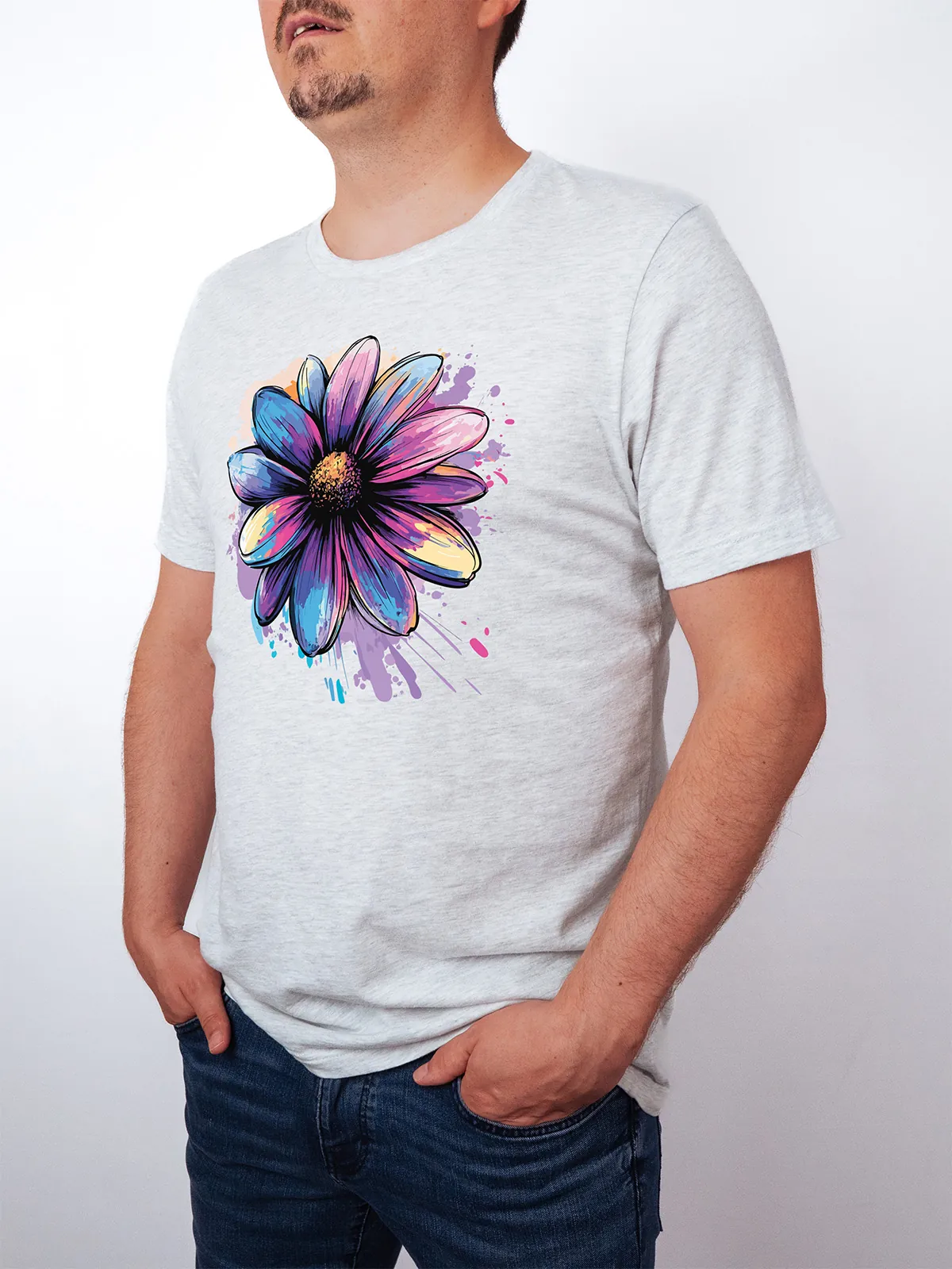 Bemalte Bluetenblaetter T-Shirt Ash - Fruehling Kollektion