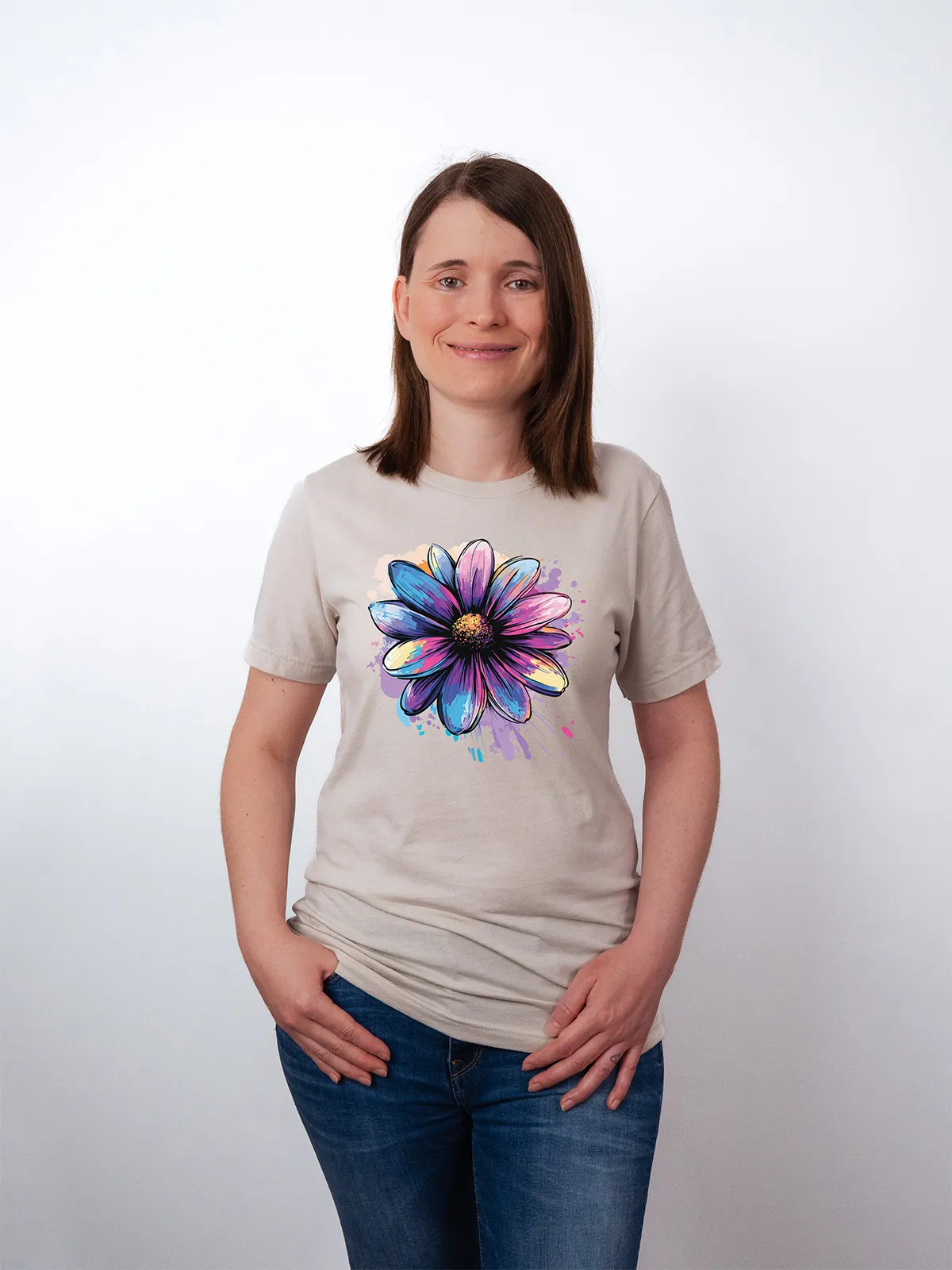 Bemalte Bluetenblaetter Heather Dust T-Shirt - Fruehlingsmode