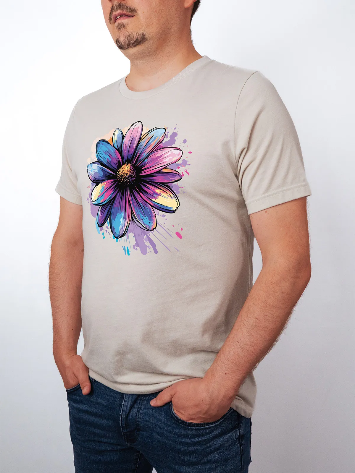 Bemalte Bluetenblaetter T-Shirt Heather Dust - Neustart