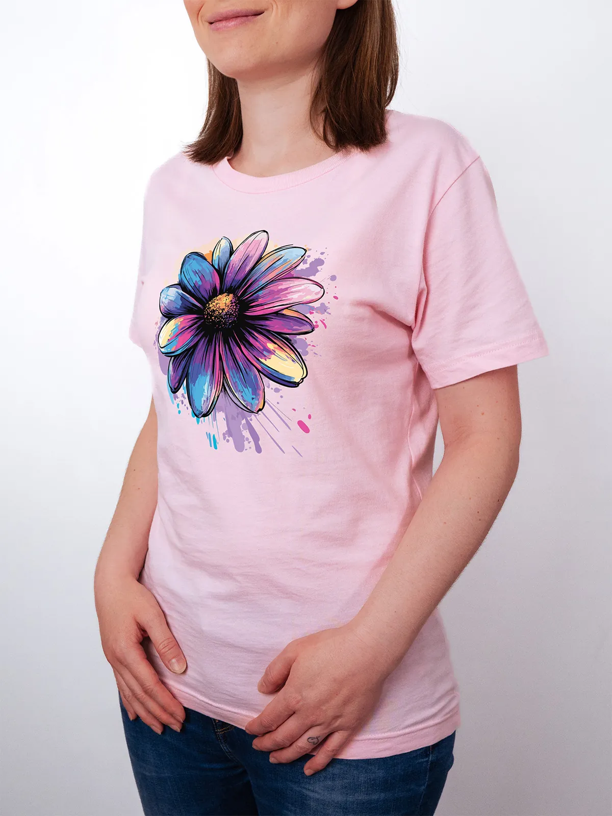 Bemalte Bluetenblaetter T-Shirt Pink - Fruehling ShiftOutfit