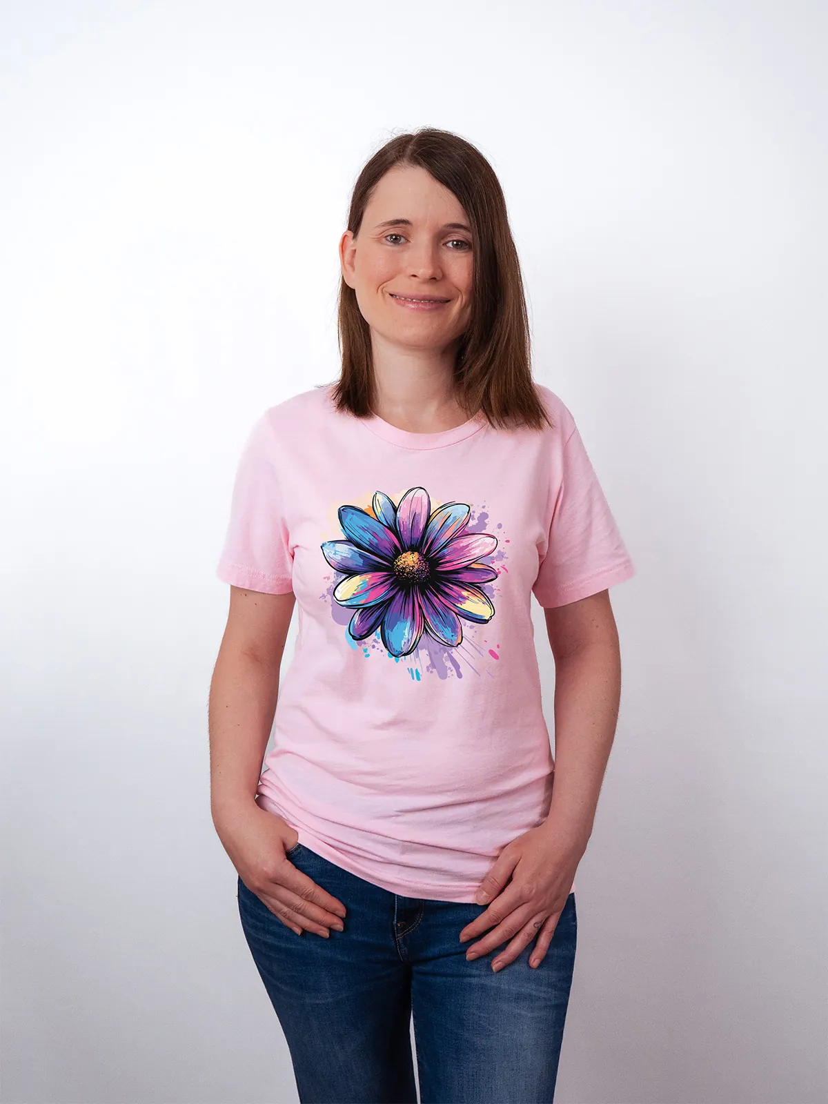 Bemalte Bluetenblaetter Pink T-Shirt - Fruehlingsmode