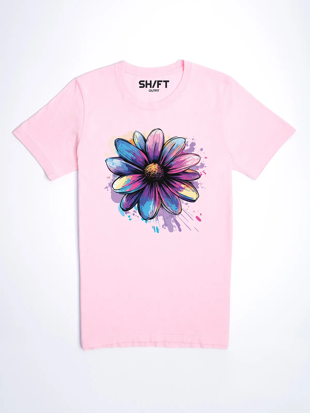 Bemalte Bluetenblaetter T-Shirt Pink - Fruehling Kollektion