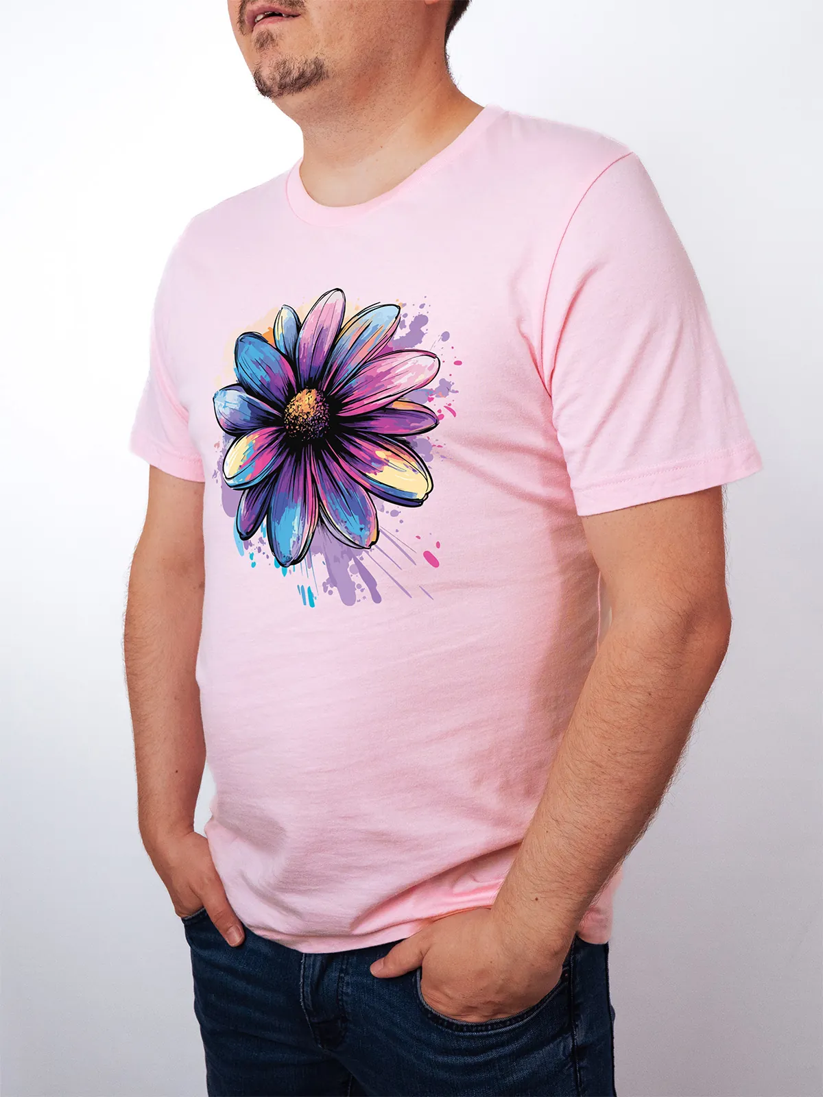 Bemalte Bluetenblaetter T-Shirt Pink - Fruehling Kollektion