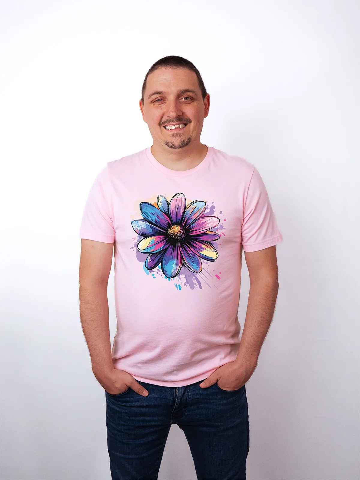 Bemalte Bluetenblaetter T-Shirt Pink - Fruehling Kollektion