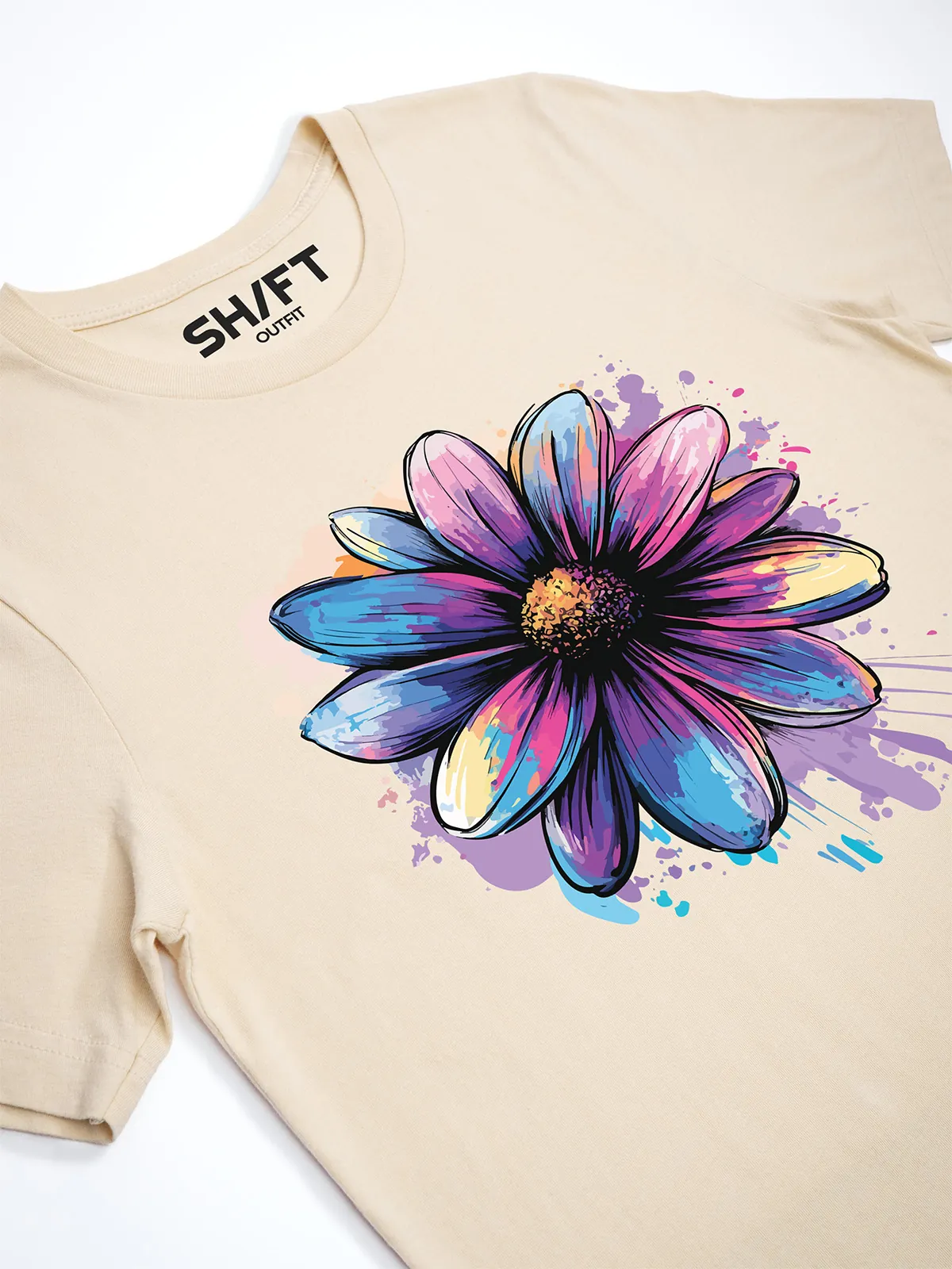 Bemalte Bluetenblaetter Soft Cream T-Shirt - Fruehlingsmode