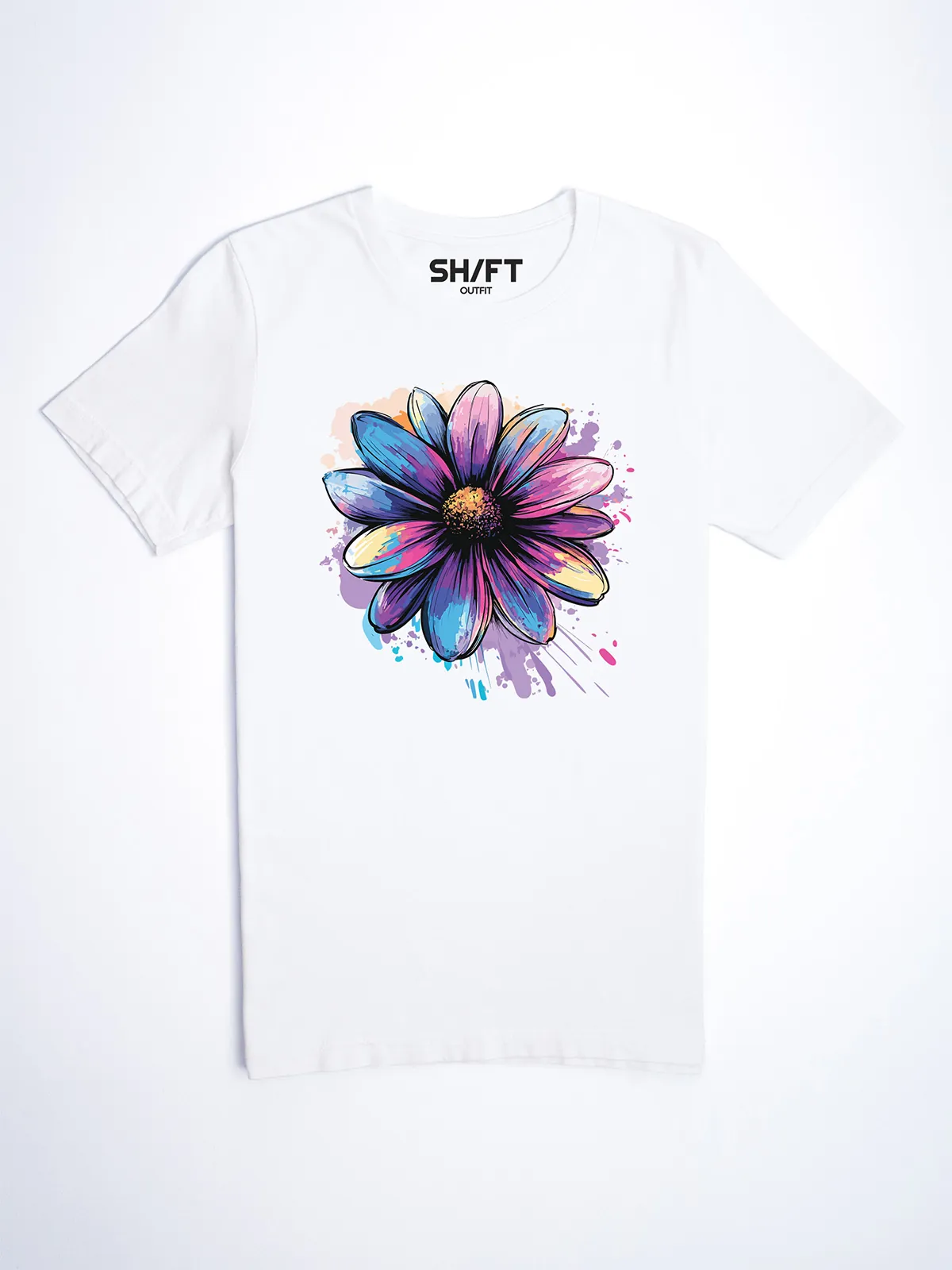 Bemalte Bluetenblaetter T-Shirt White - Fruehling mit ShiftOutfit