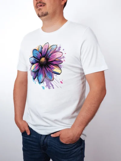 Bemalte Bluetenblaetter T-Shirt White - Fruehling Kollektion