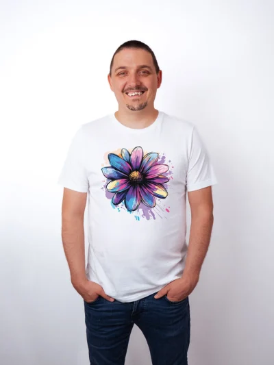 Bemalte Bluetenblaetter T-Shirt White - Fruehling Kollektion