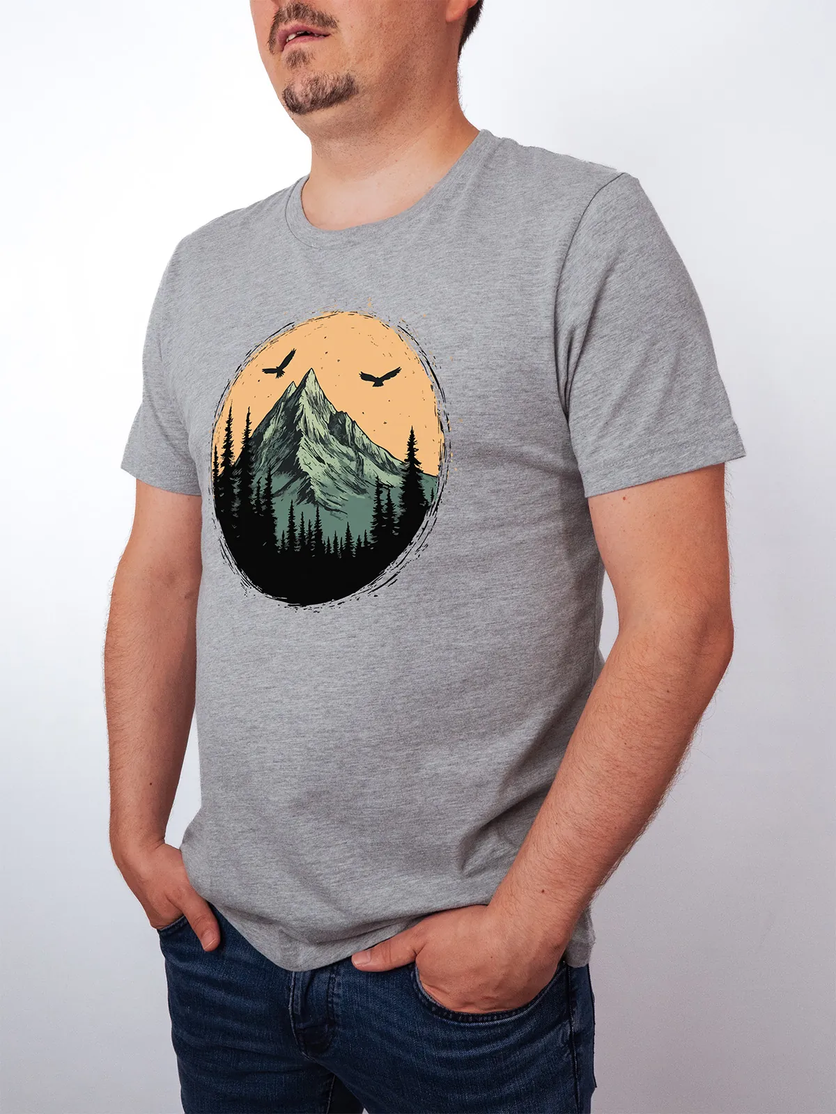 Berg Adler T-Shirt Athletic Heather - Fruehling mit ShiftOutfit