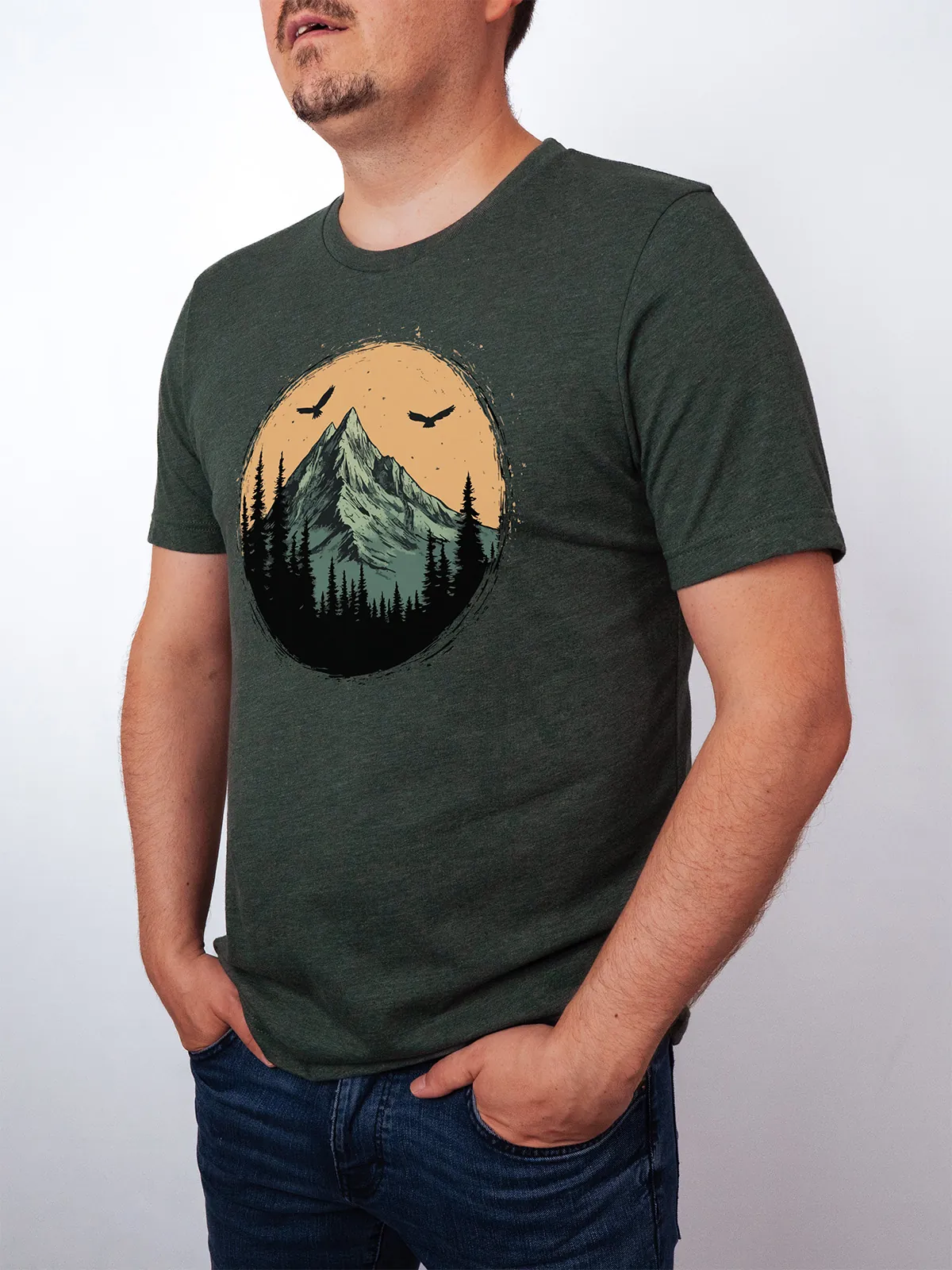 Berg Adler T-Shirt Heather Forest - Fruehling mit ShiftOutfit