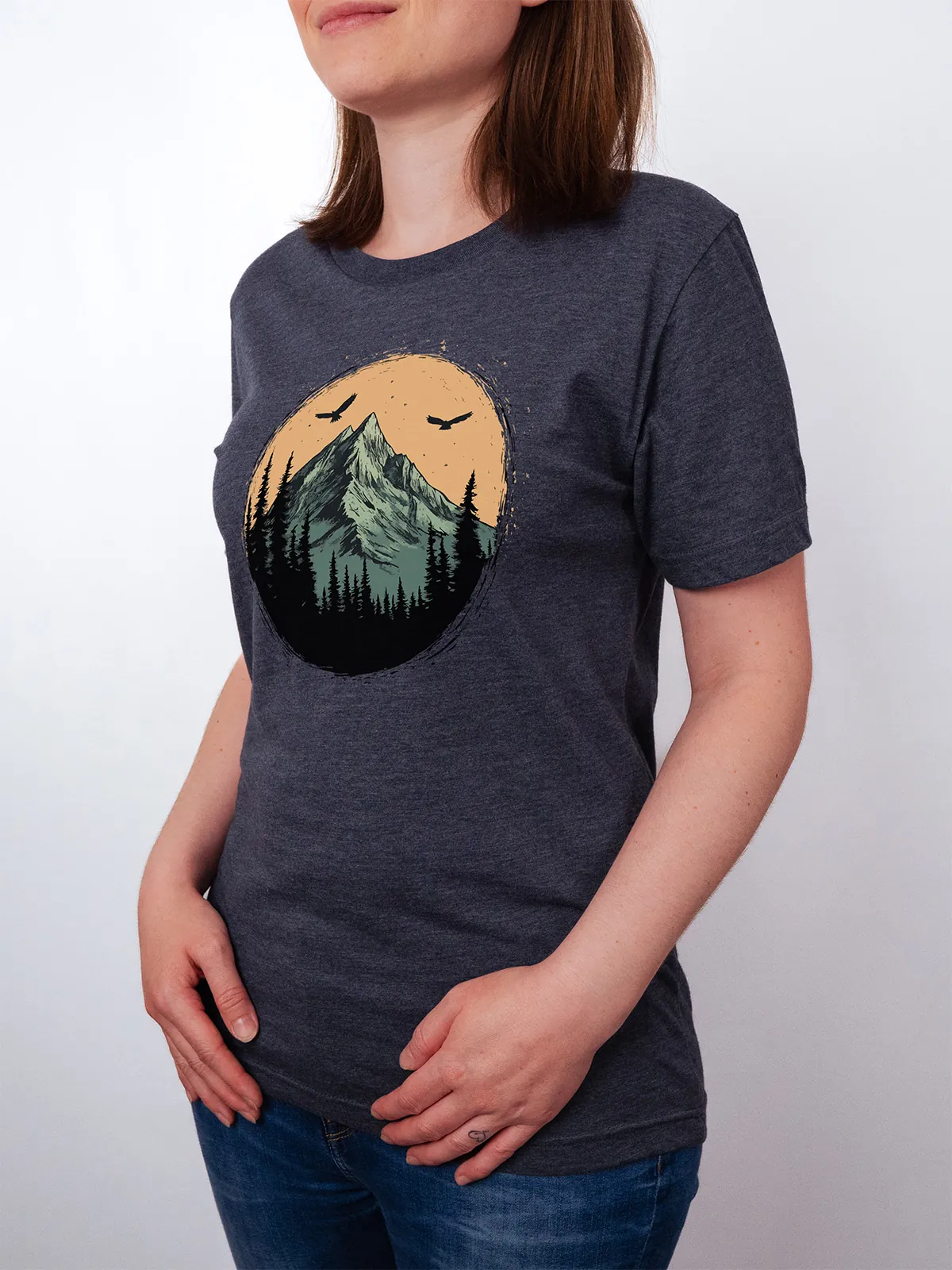 Berg Adler T-Shirt Heather Midnight Navy - Fruehling mit ShiftOutfit