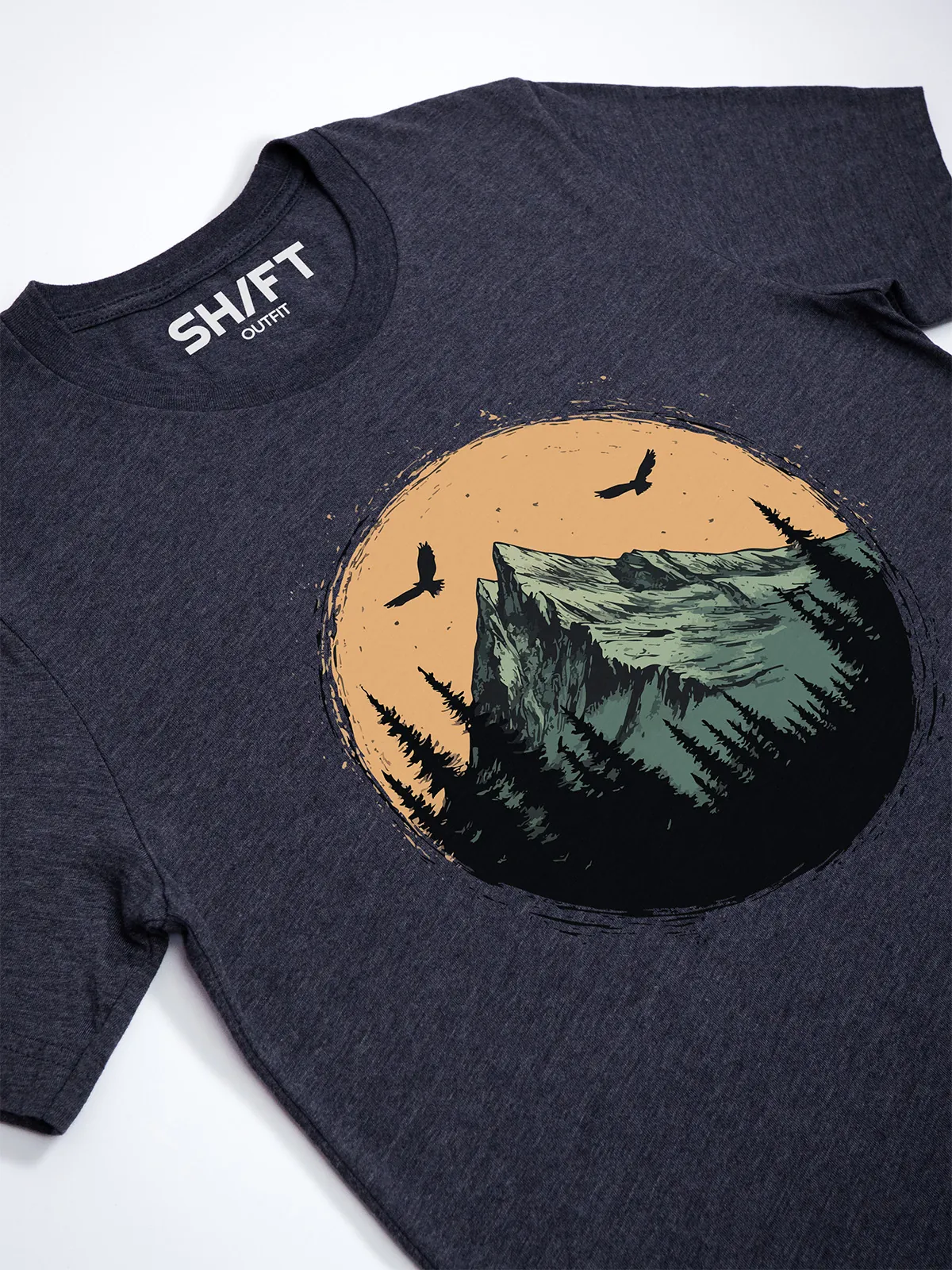 Berg Adler T-Shirt Heather Midnight Navy - Fruehling mit ShiftOutfit