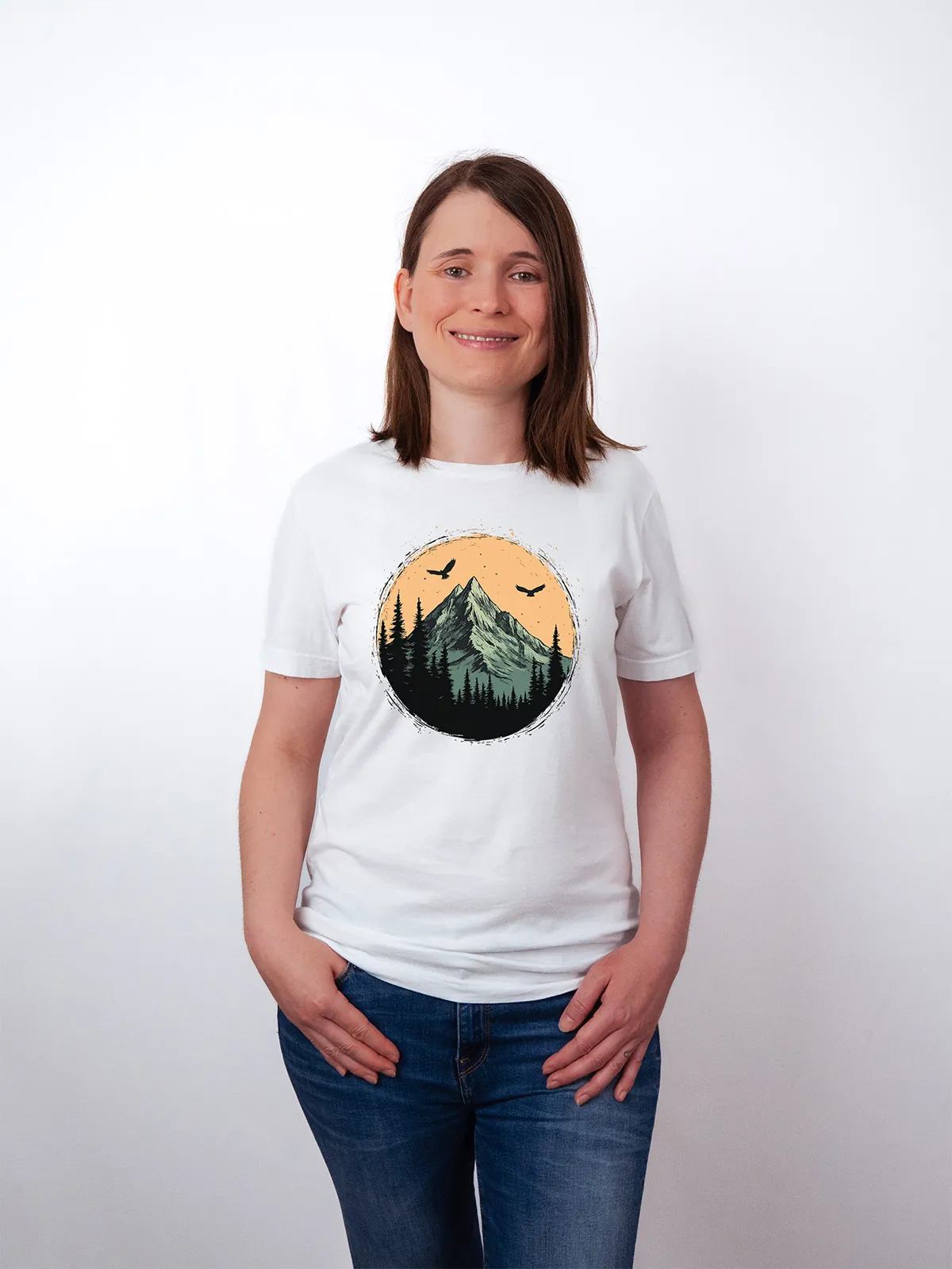 Berg Adler T-Shirt White - Fruehling mit ShiftOutfit