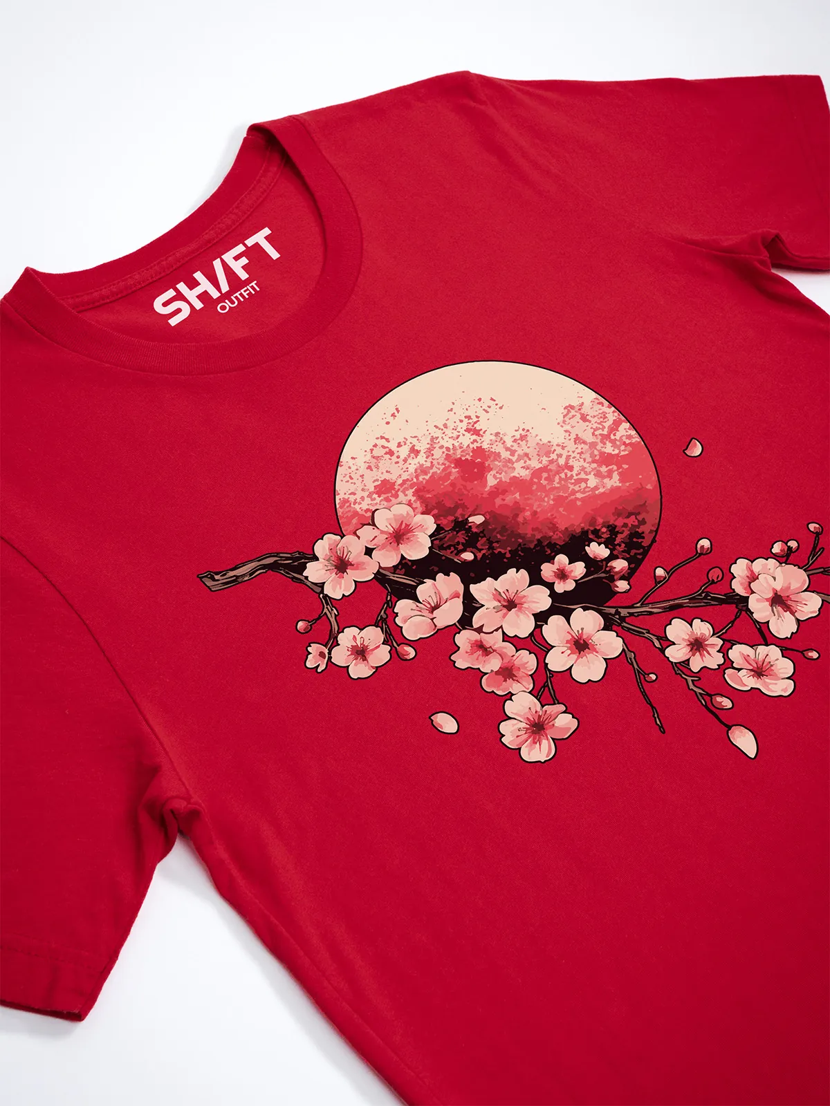 Bluetenmond T-Shirt in Red, Detailansicht des Drucks.