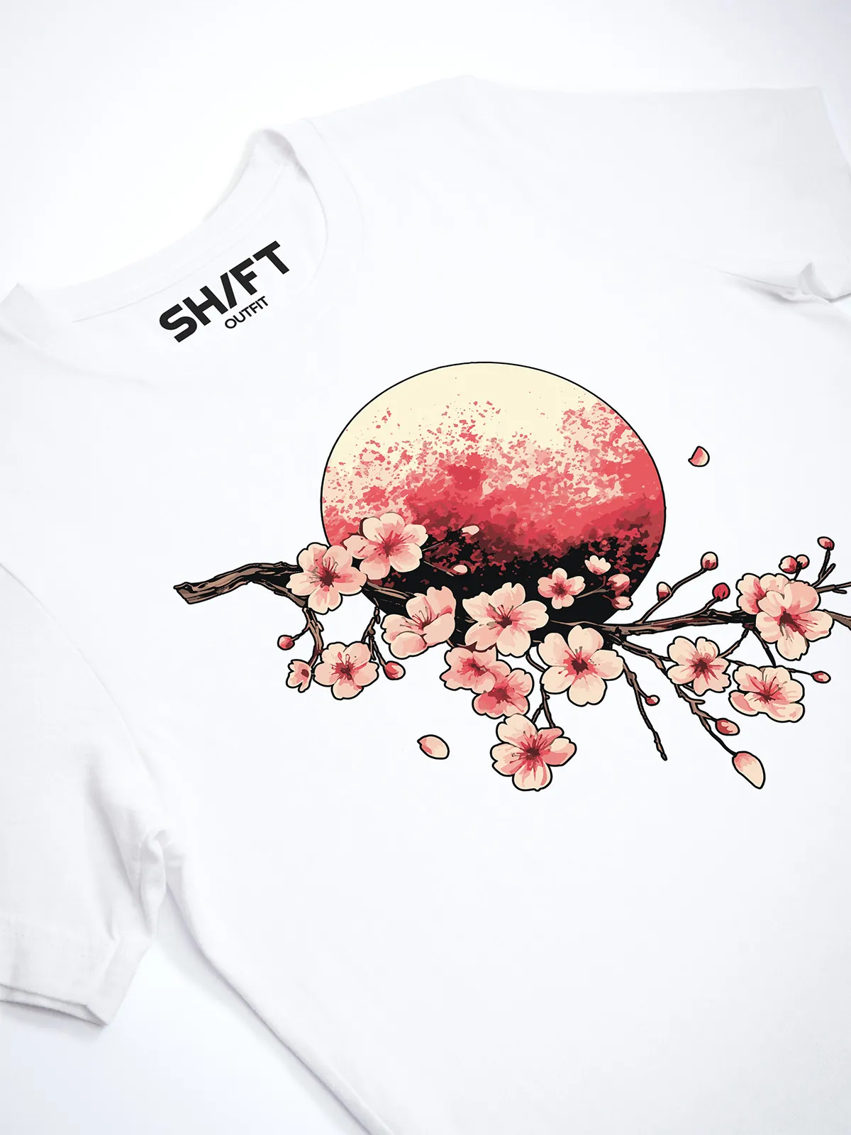 Bluetenmond T-Shirt in White, Detailansicht des Drucks.