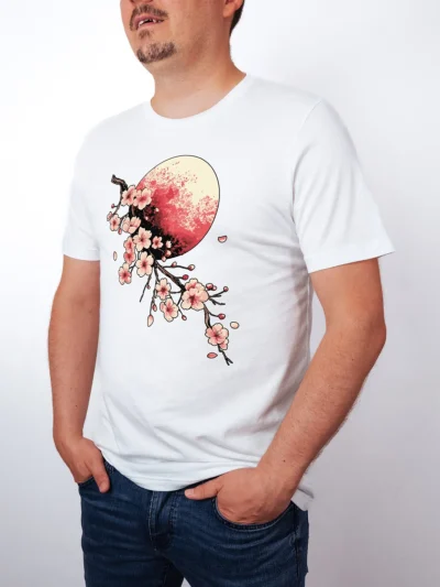 Bluetenmond T-Shirt in White, getragen von einem Herren Model, in der Ansicht von seite.