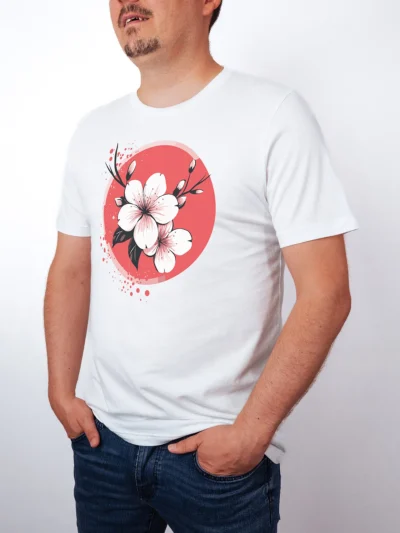 Bluetensonne T-Shirt in White, getragen von einem Herren Model, in der Ansicht von seite.