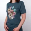Blumen Pfote Heather Deep Teal T-Shirt - Fruehlingsmode