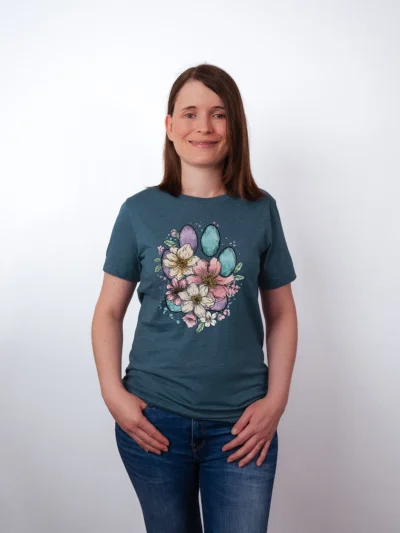 Blumen Pfote T-Shirt Heather Deep Teal - Neustart