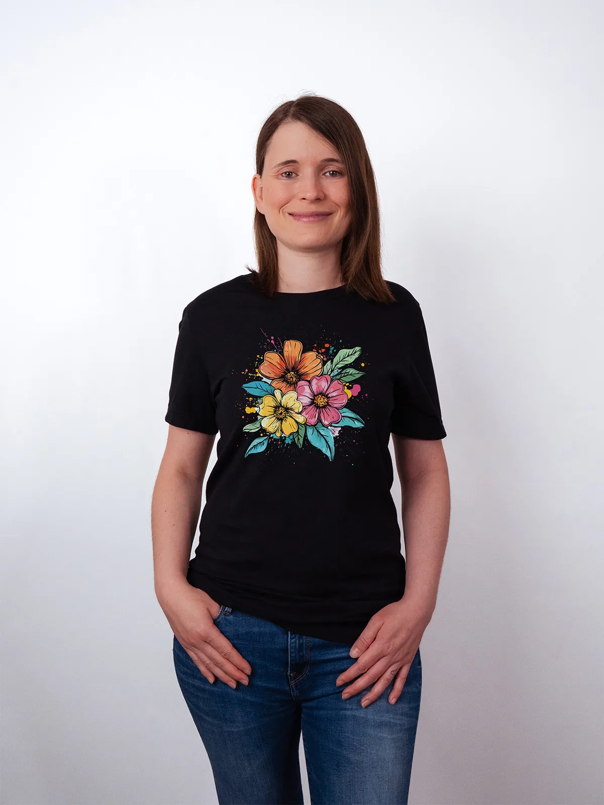 Bunte Blueten T-Shirt Black - Neustart