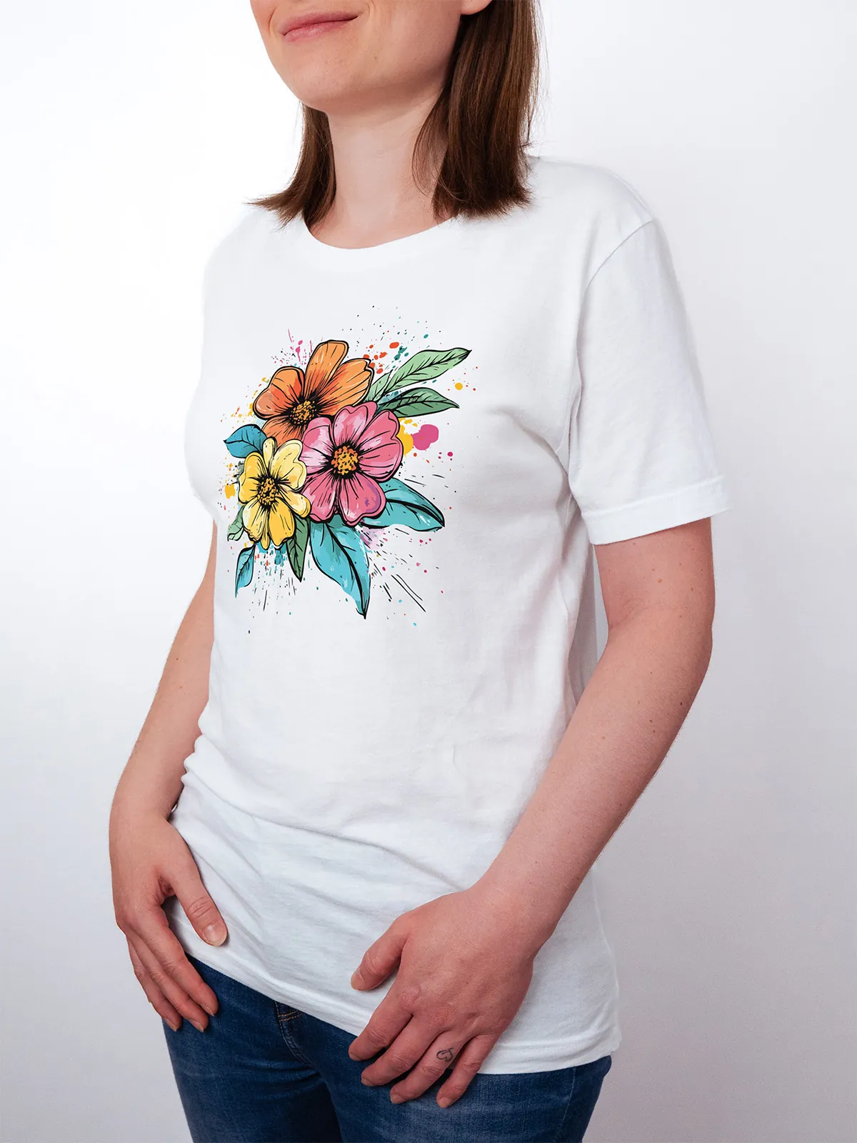 Bunte Blueten T-Shirt White - Neustart