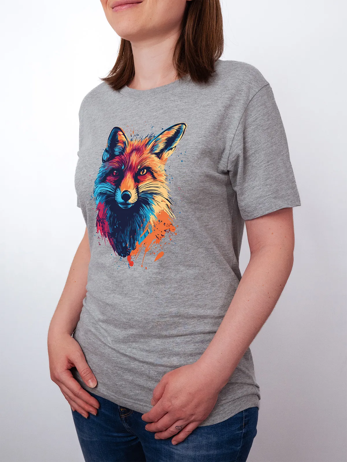 Bunter Fuchs T-Shirt Athletic Heather - Fruehling ShiftOutfit