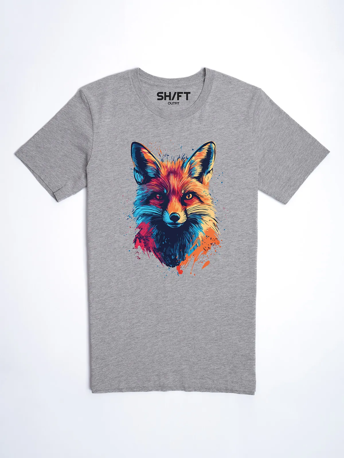 Bunter Fuchs T-Shirt Athletic Heather - Fruehling mit ShiftOutfit
