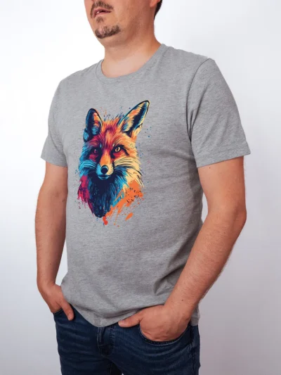 Bunter Fuchs T-Shirt Athletic Heather - Fruehling mit ShiftOutfit
