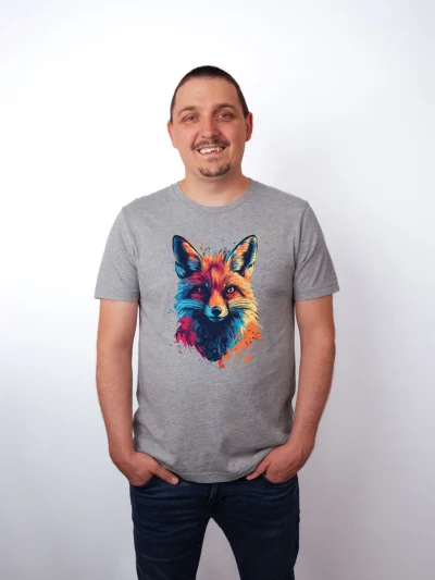 Bunter Fuchs T-Shirt Athletic Heather - Fruehling Kollektion