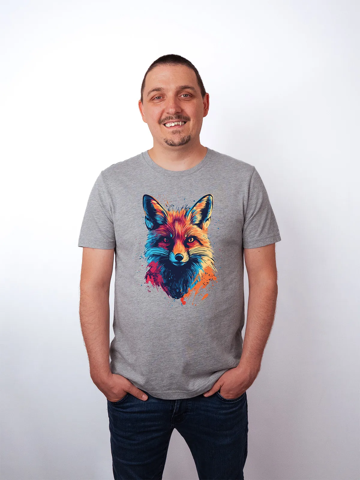 Bunter Fuchs T-Shirt Athletic Heather - Fruehling Kollektion