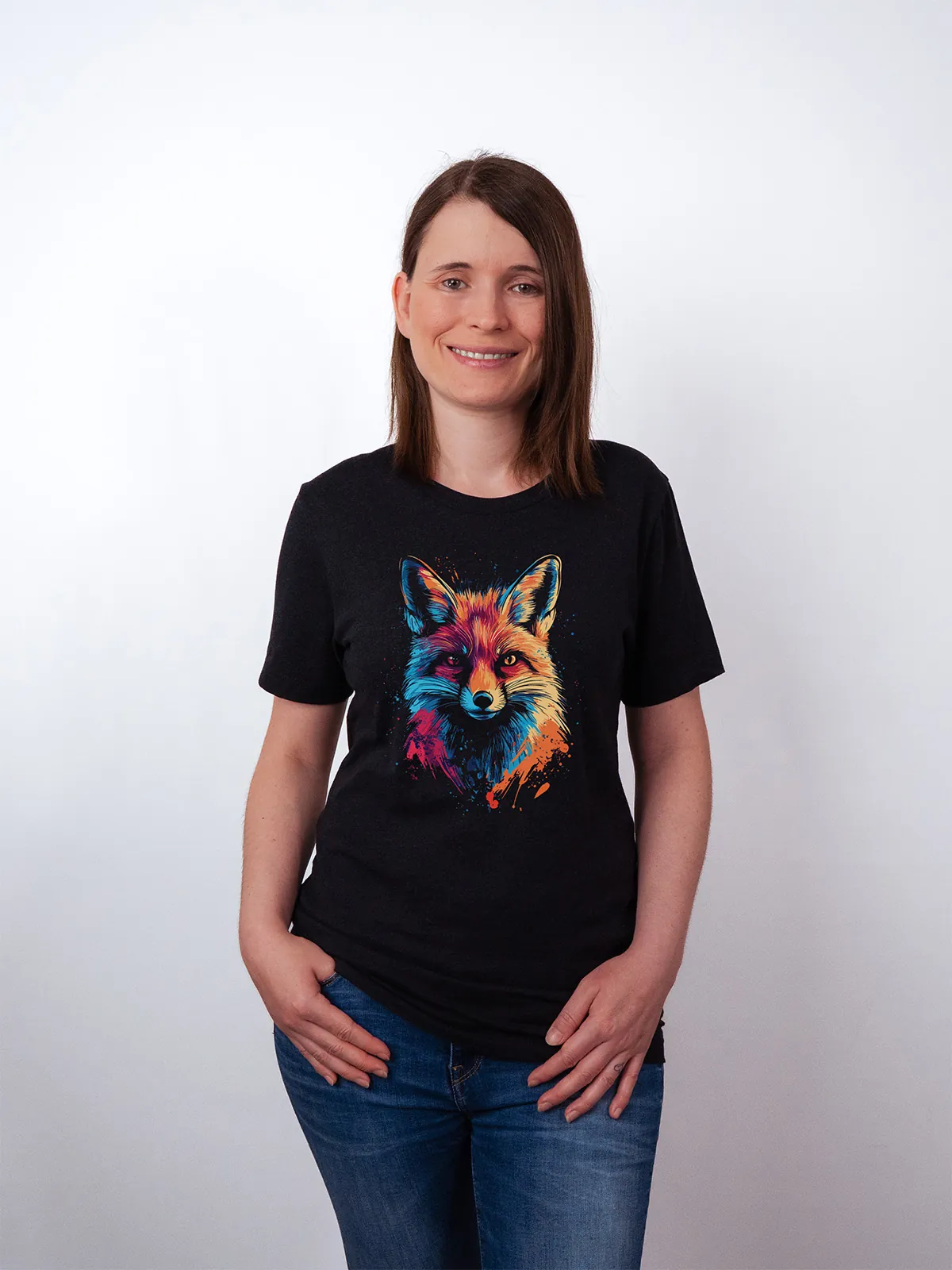 Bunter Fuchs T-Shirt Black Heather - Fruehling ShiftOutfit