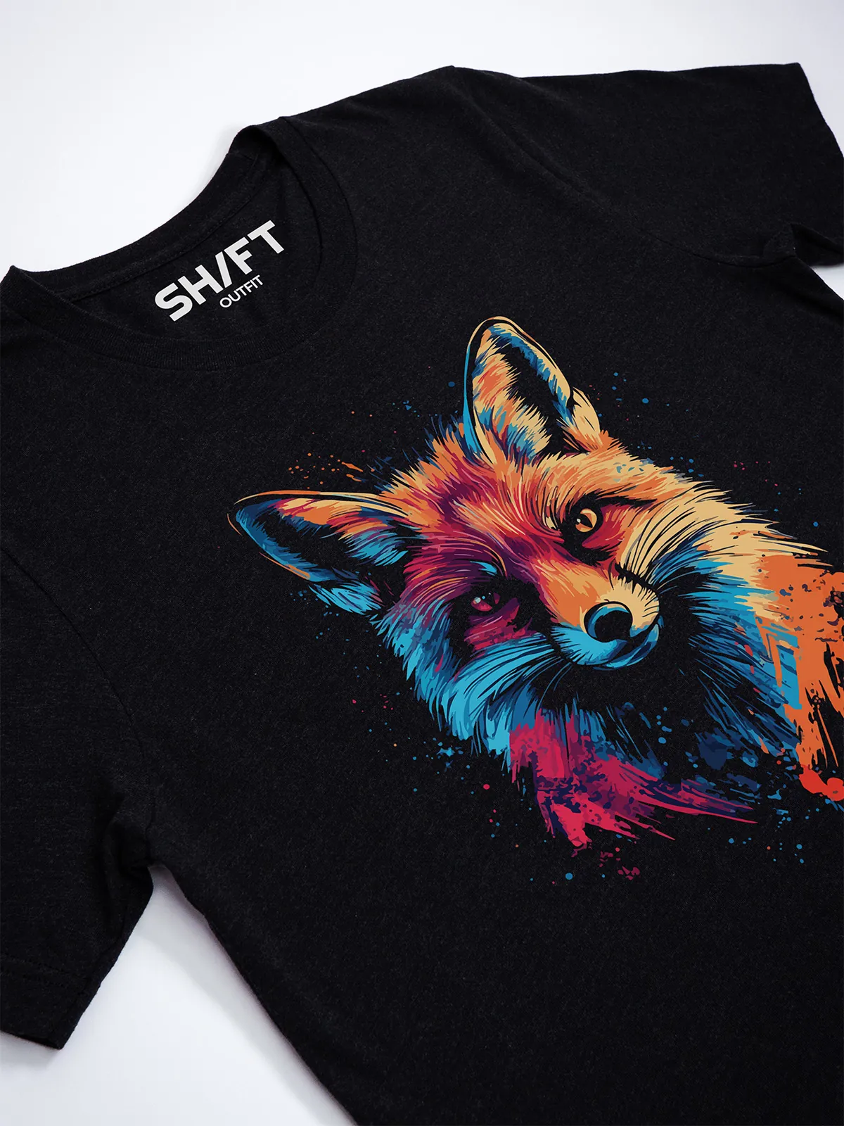 Bunter Fuchs T-Shirt Black Heather - Fruehling Kollektion