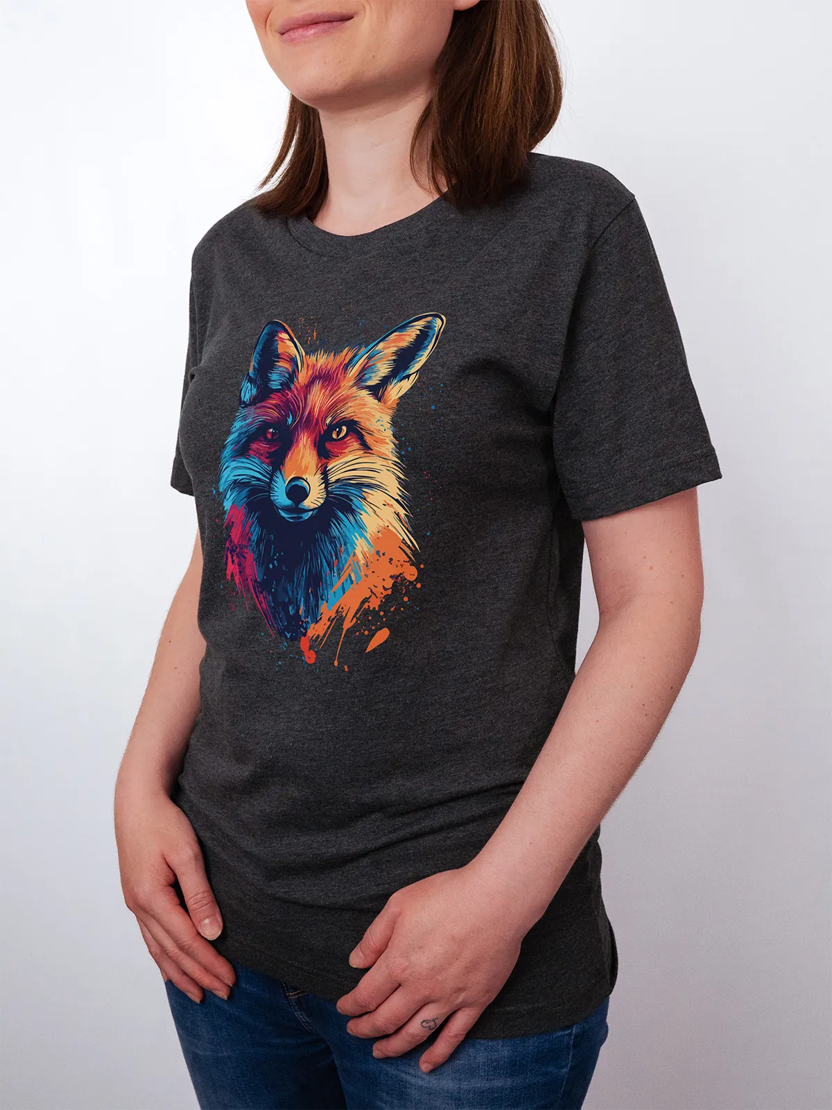 Bunter Fuchs T-Shirt Dark Grey Heather - Fruehling ShiftOutfit