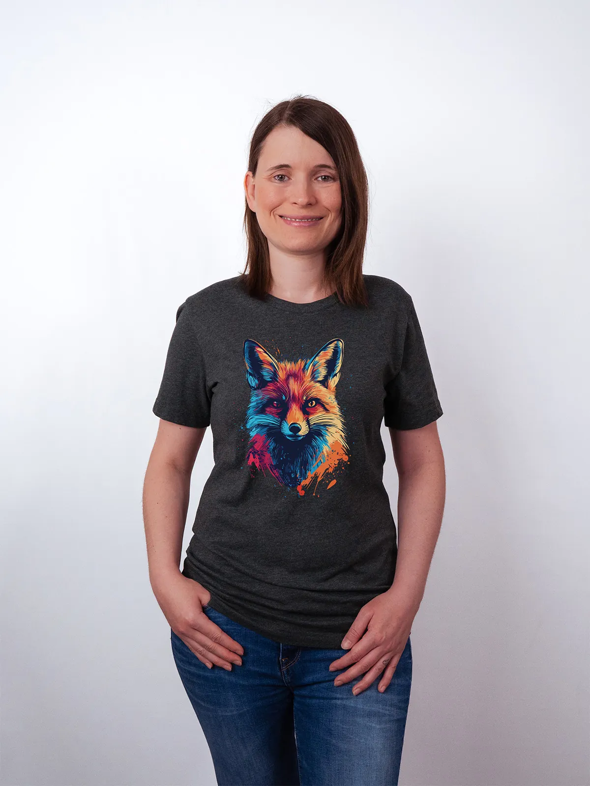 Bunter Fuchs T-Shirt Dark Grey Heather - Fruehling ShiftOutfit