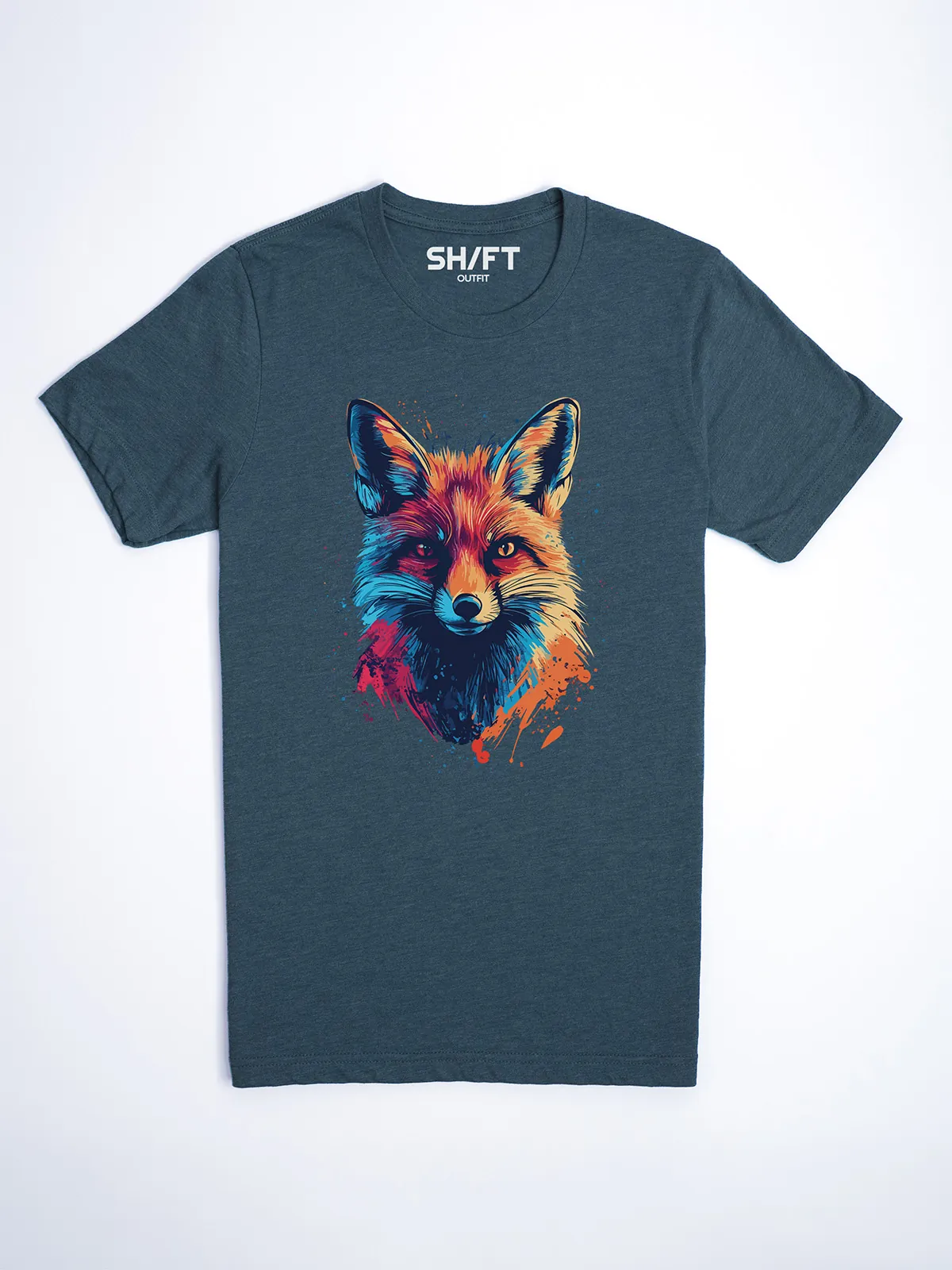 Bunter Fuchs Heather Deep Teal T-Shirt - Fruehlingsmode