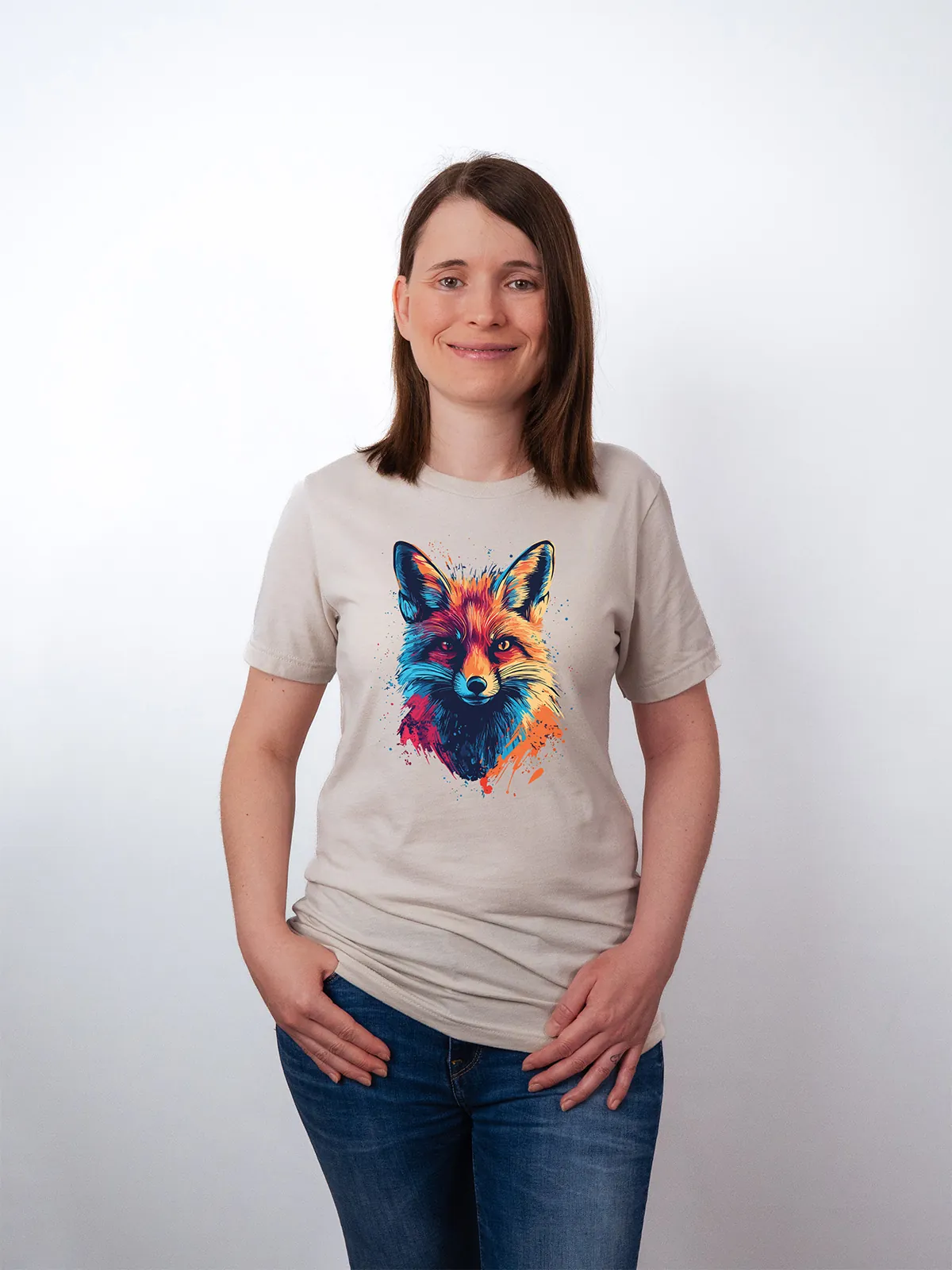 Bunter Fuchs T-Shirt Heather Dust - Fruehling Kollektion