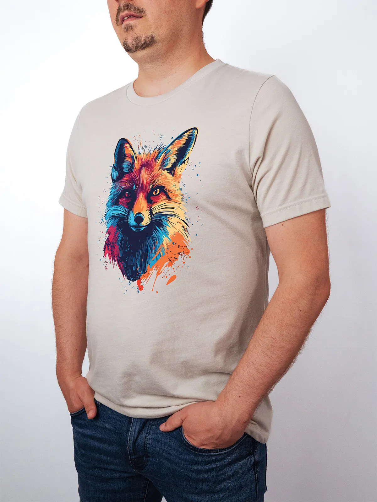Bunter Fuchs T-Shirt Heather Dust - Fruehling mit ShiftOutfit