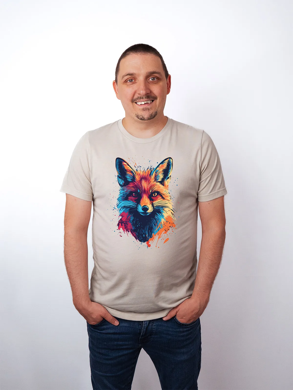 Bunter Fuchs T-Shirt Heather Dust - Fruehling Kollektion