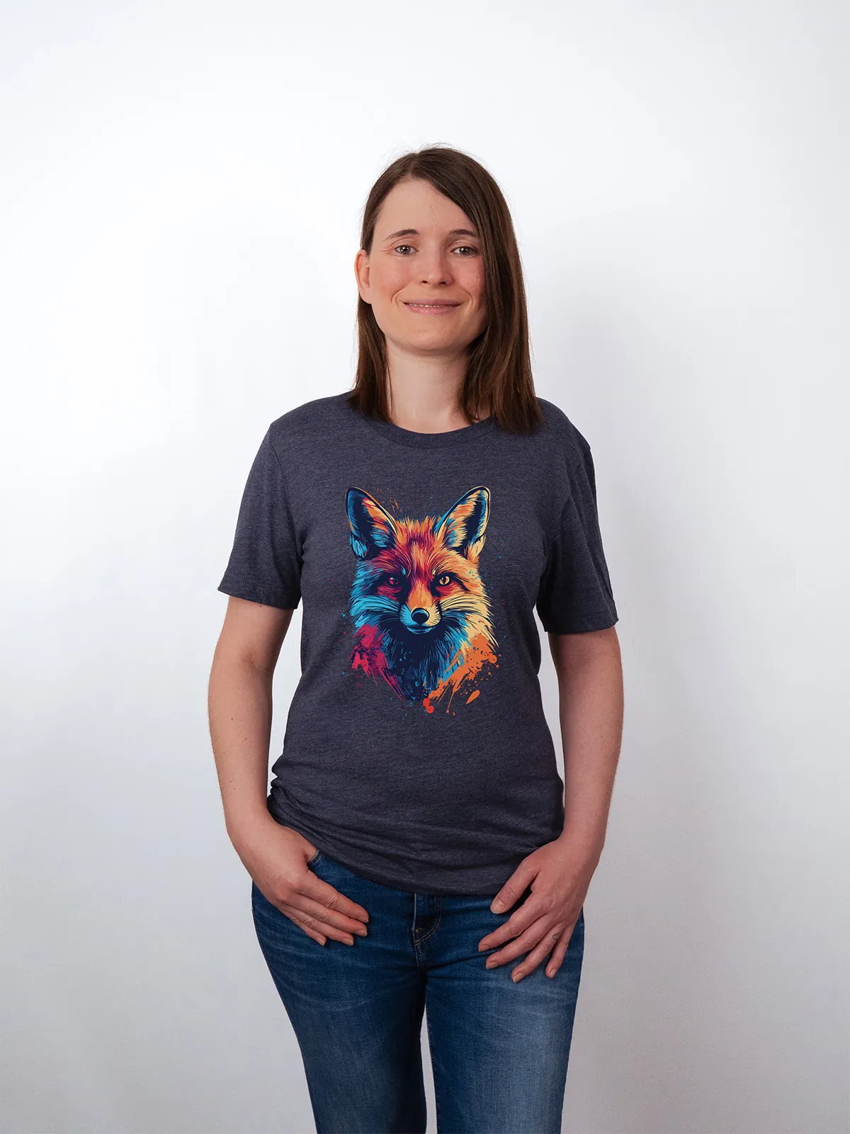 Bunter Fuchs T-Shirt Heather Midnight Navy - Fruehling ShiftOutfit