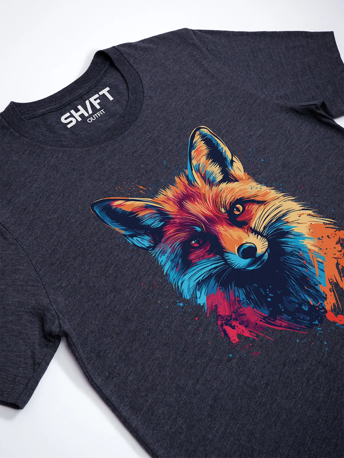 Bunter Fuchs Heather Midnight Navy T-Shirt - Fruehlingsmode