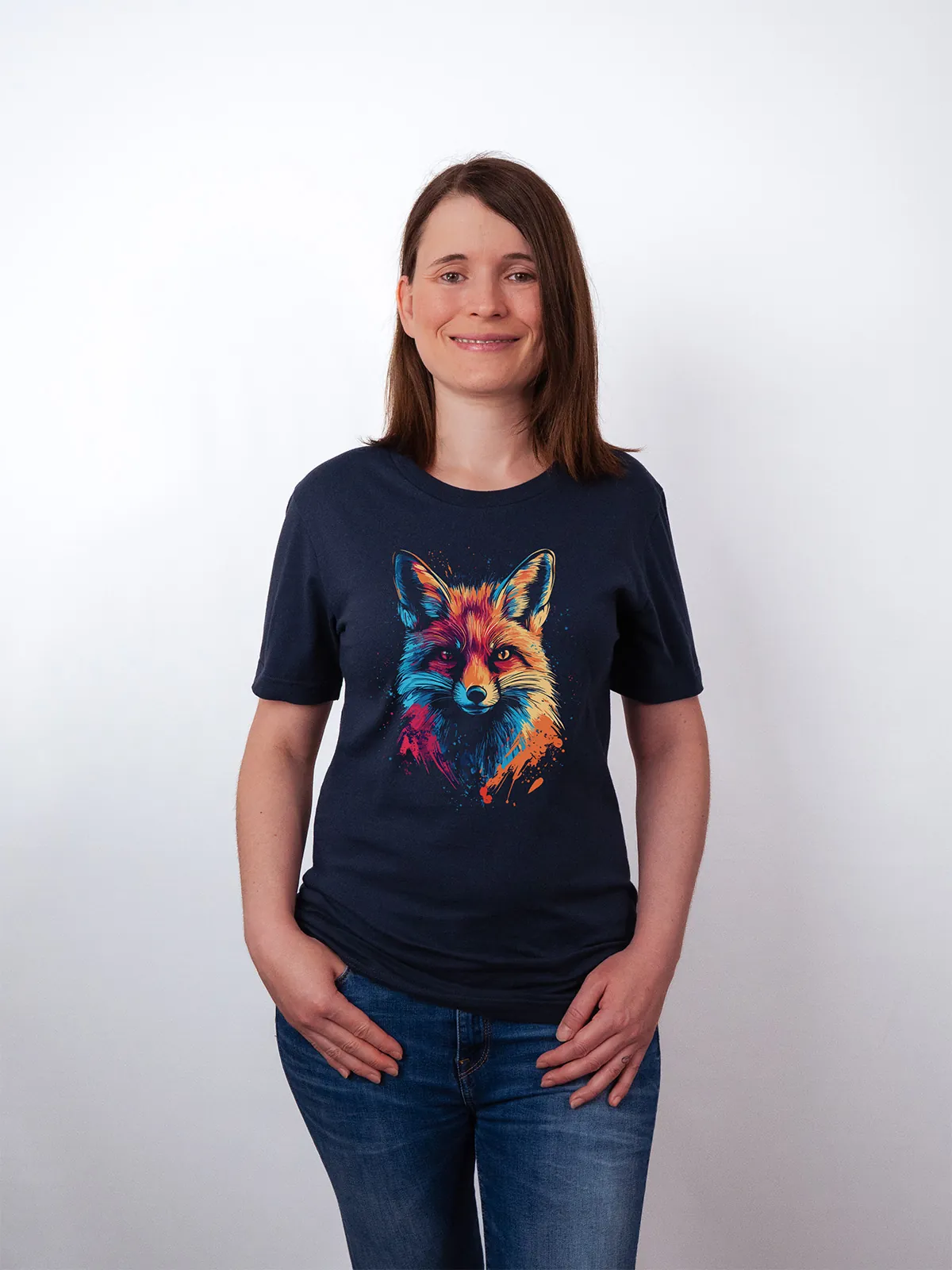 Bunter Fuchs T-Shirt Navy - Fruehling Kollektion