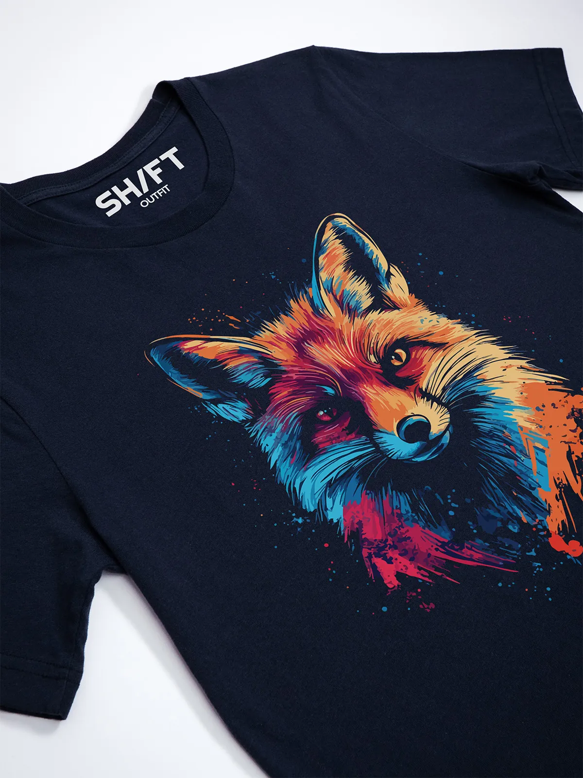 Bunter Fuchs T-Shirt Navy - Fruehling ShiftOutfit