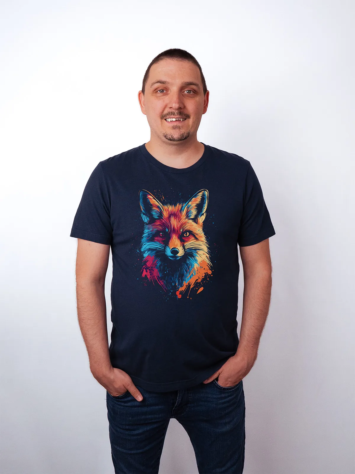 Bunter Fuchs T-Shirt Navy - Neustart