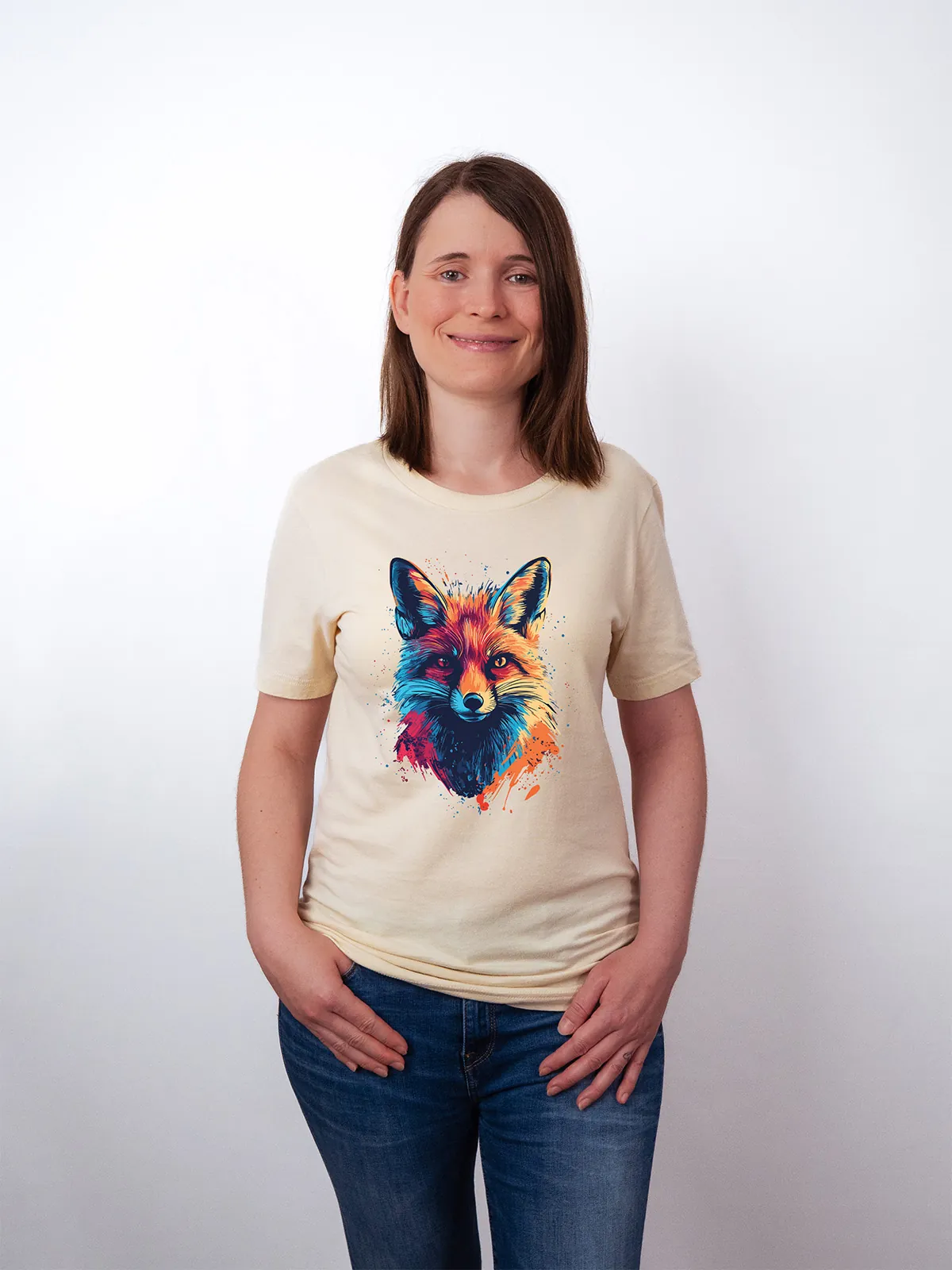 Bunter Fuchs T-Shirt Soft Cream - Fruehling mit ShiftOutfit