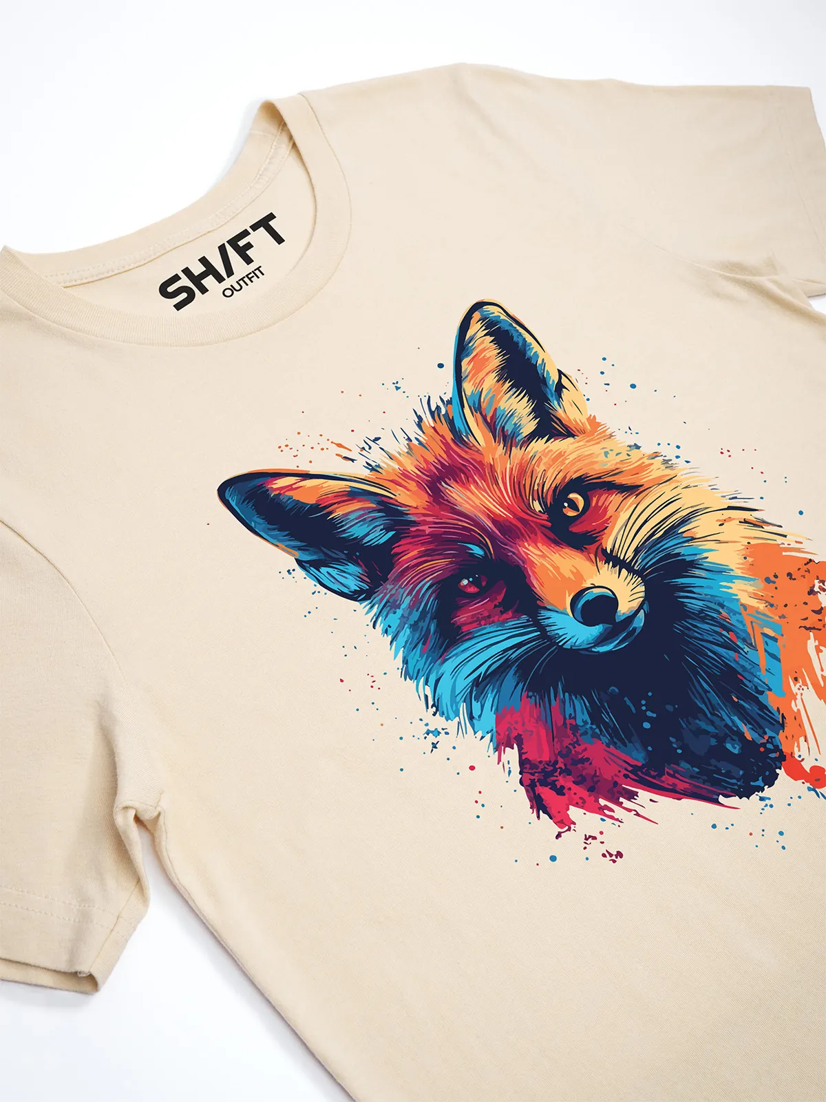 Bunter Fuchs T-Shirt Soft Cream - Fruehling Kollektion