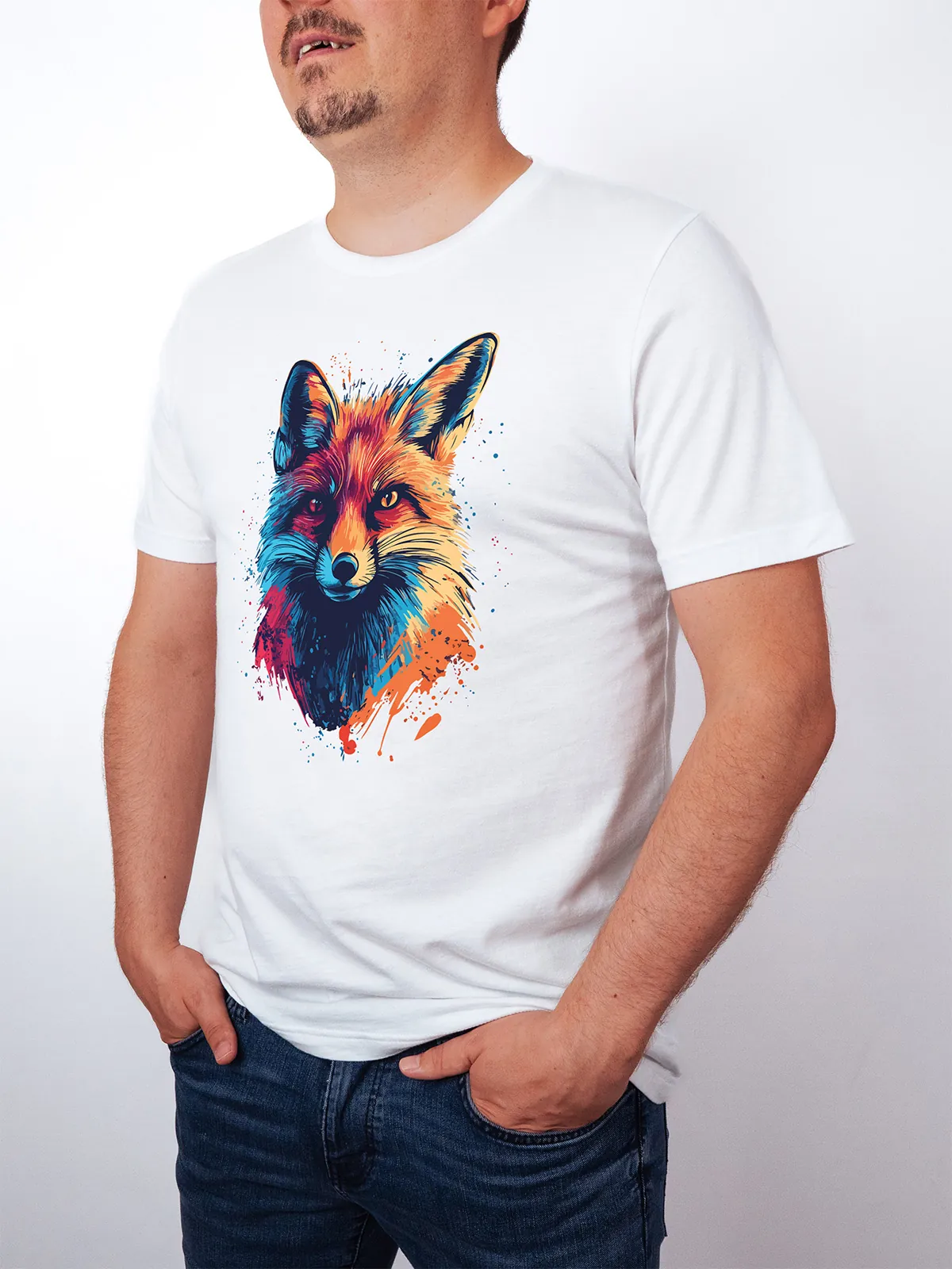 Bunter Fuchs T-Shirt White - Fruehling mit ShiftOutfit