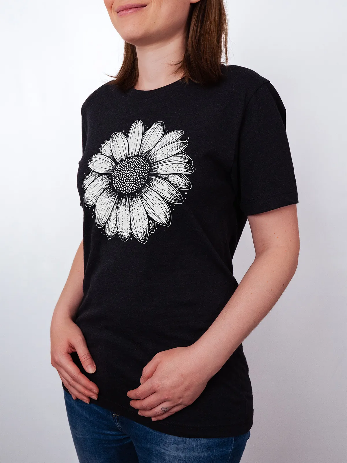 Einfache Bluete T-Shirt Black Heather - Fruehling mit ShiftOutfit